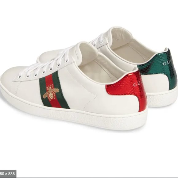 Gucci Women's Ace Sneaker with Bee (Size 38 = 8 US), only worn once - Picture 1 of 6